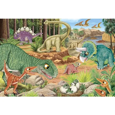Schmidt Spiele Kinderpuzzle Spaß mit Dinosauriern, 3x 24 Teile