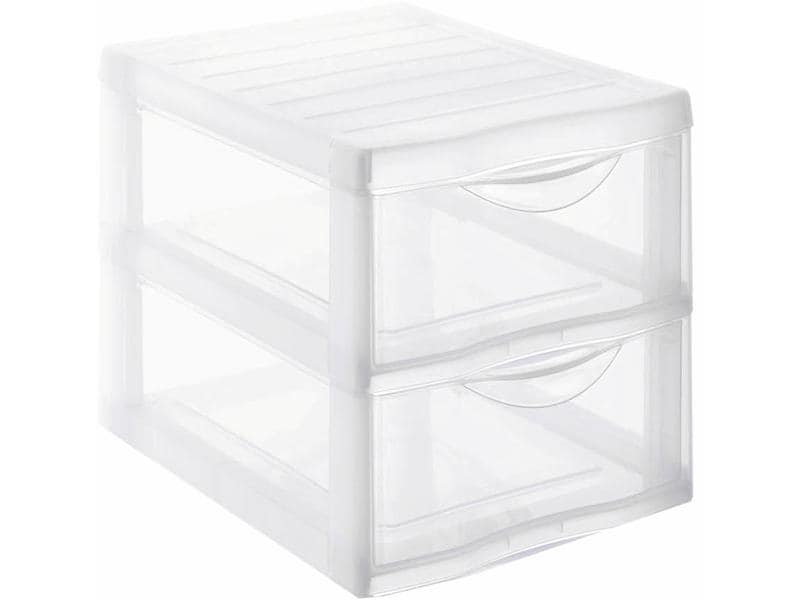 Sundis Schubladenbox A4 Oragamix Transparent Schubladenbox mit 2 Schübe