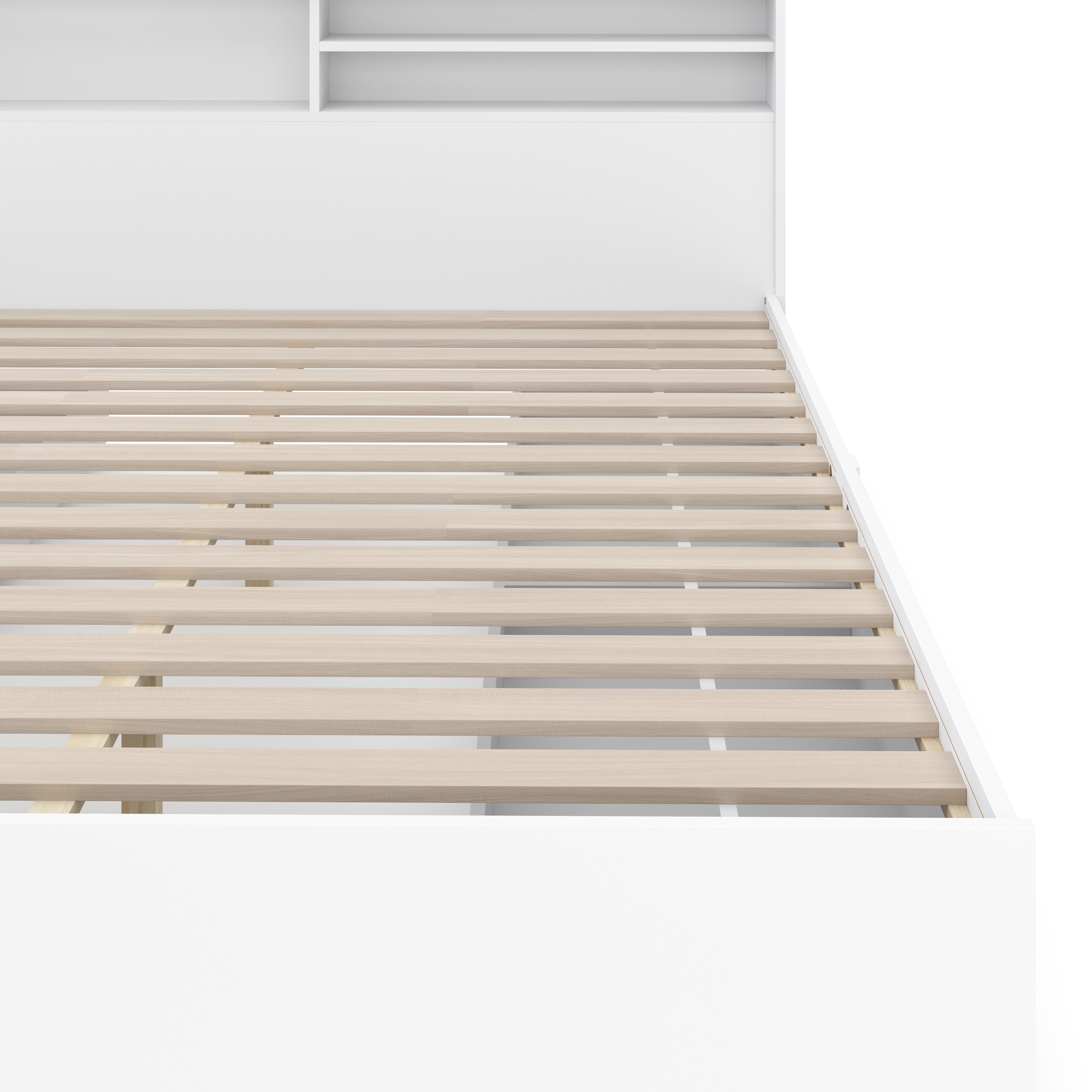 Bett Holz GENESIS mit Stauraum und Schubladen 160 x 200 cm weiss