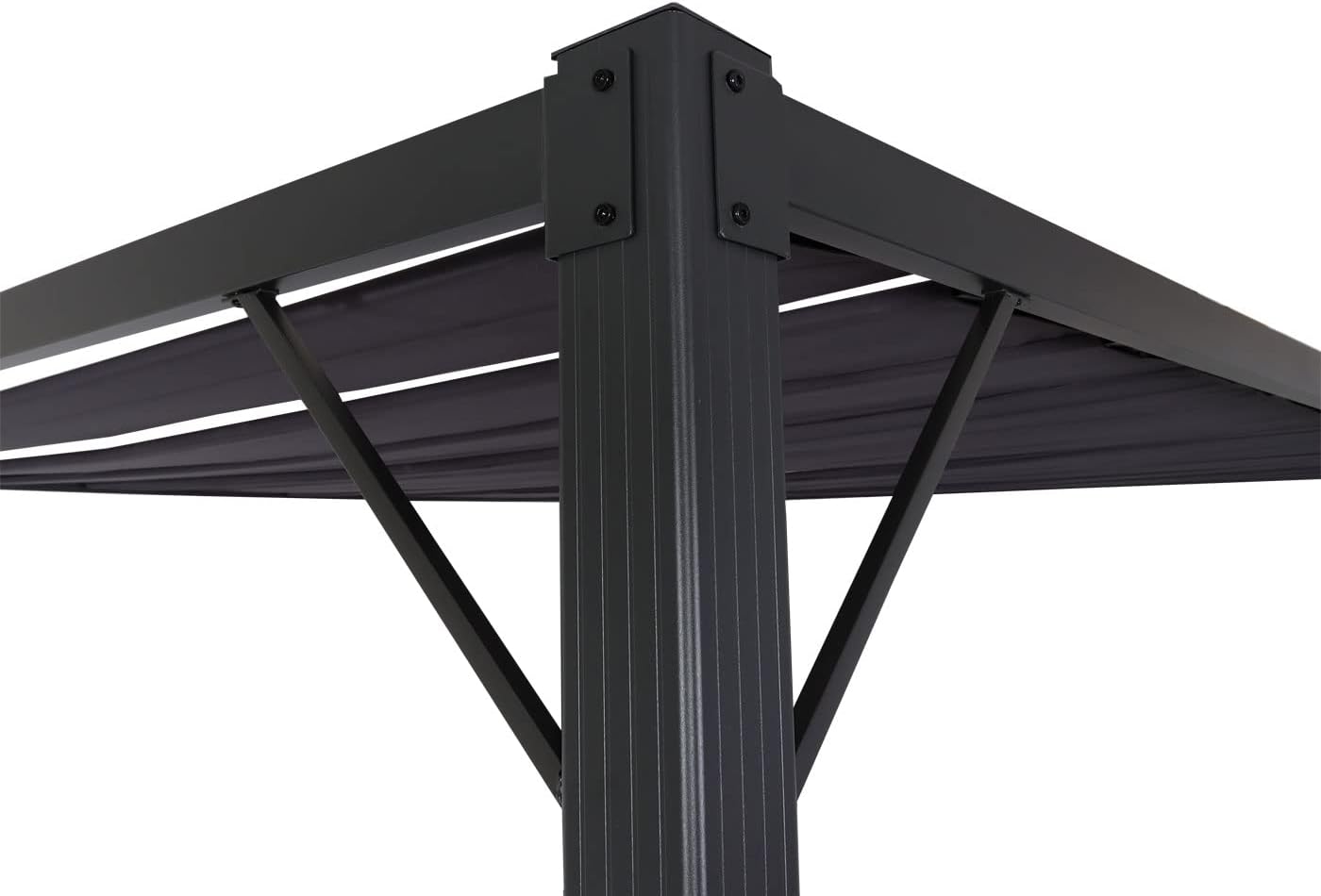 Pergola HWC-L40, Garten Lamellen-Pavillon Terrassenüberdachung, 8cm-Alu-Gestell Stoff/Textil, 3x3m anthrazit
