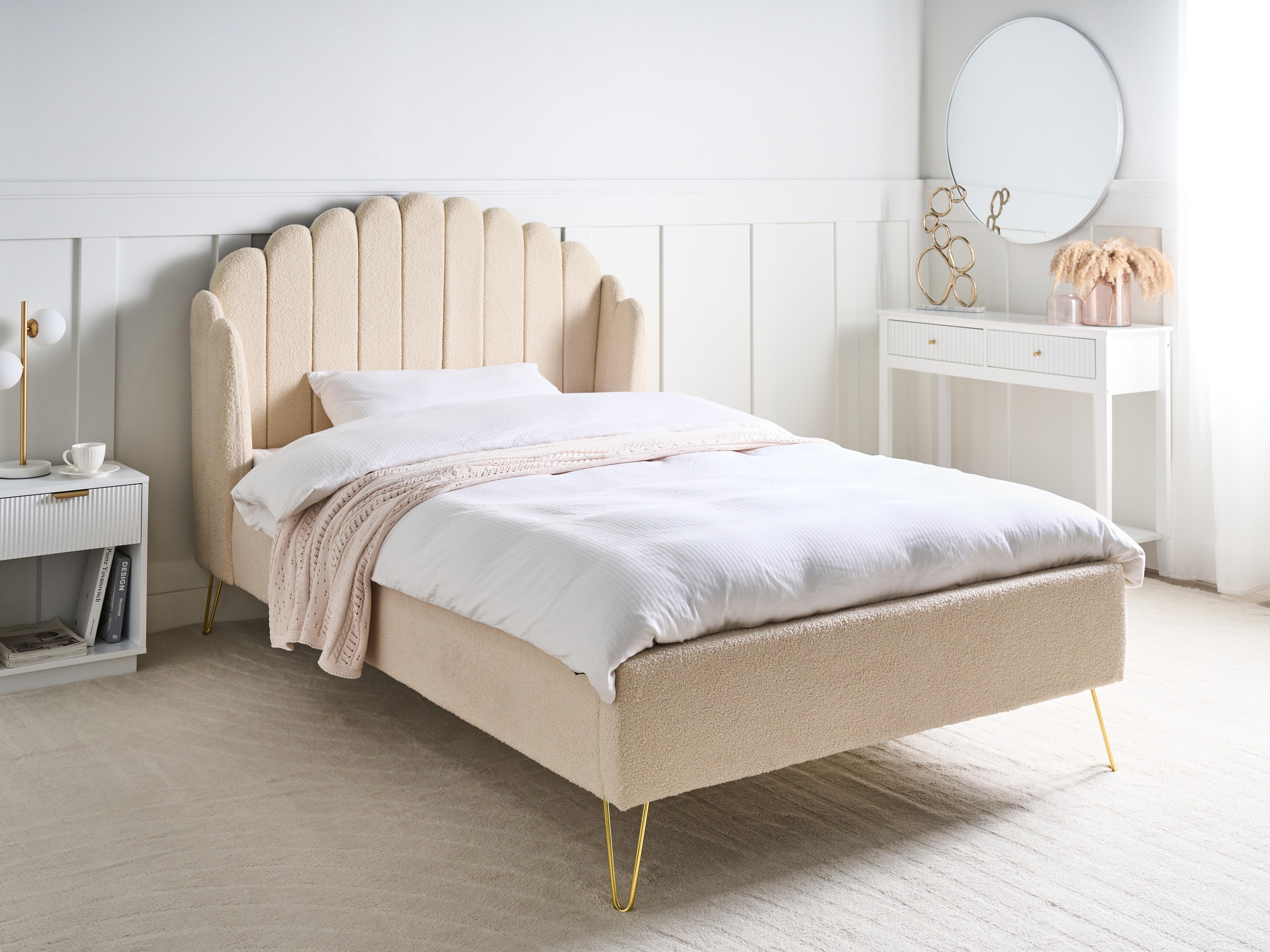 Bed Bouclé AMBILLOU 120 x 200 cm Beige