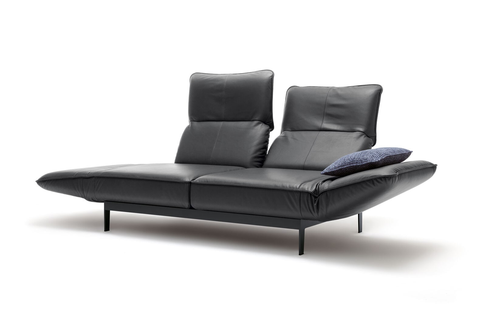 ROLF BENZ Ledersofa 2-Sitzer MERA schwarz