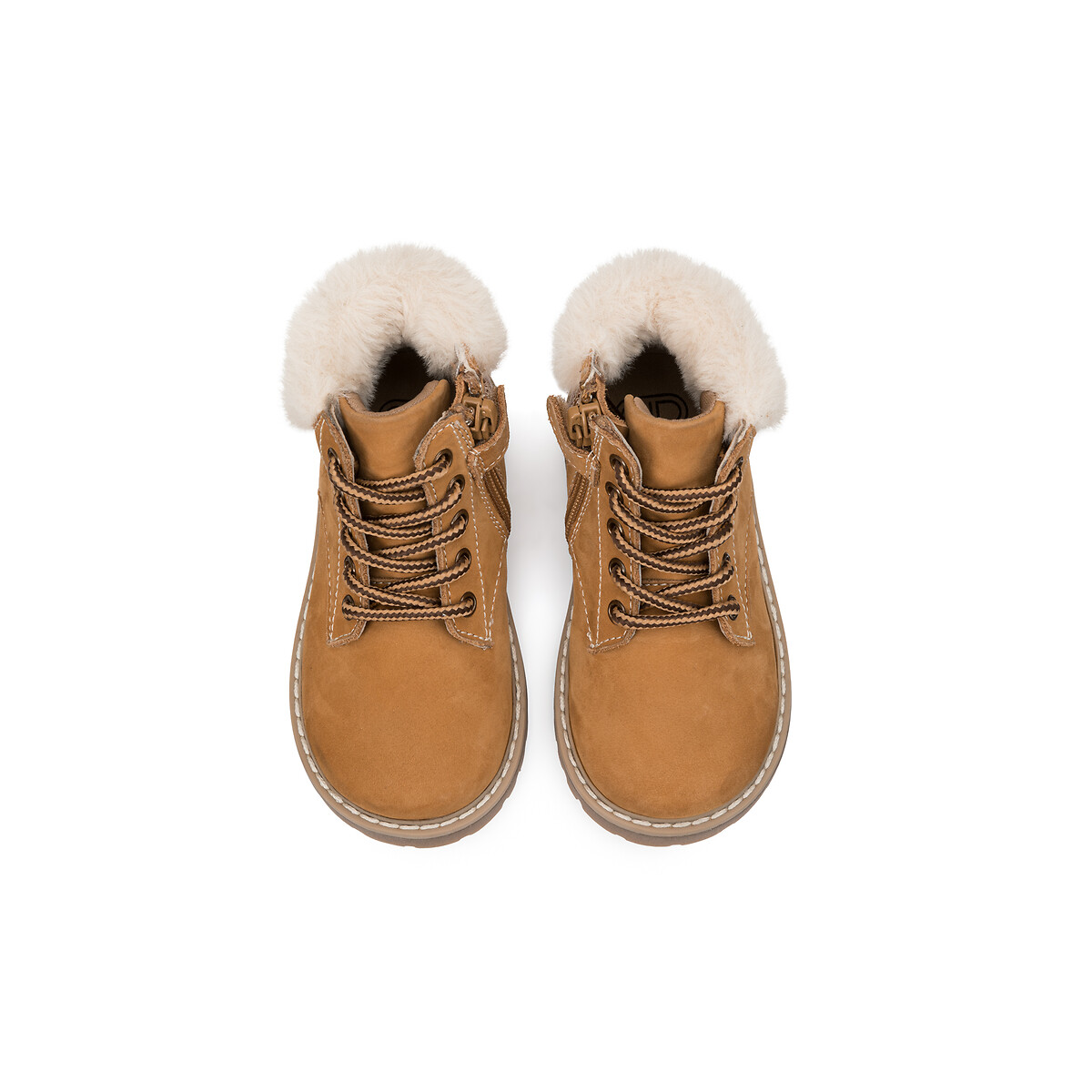 COLEÇÕES LA REDOUTE<br>Botas de tornozelo Leren com detalhes em rips