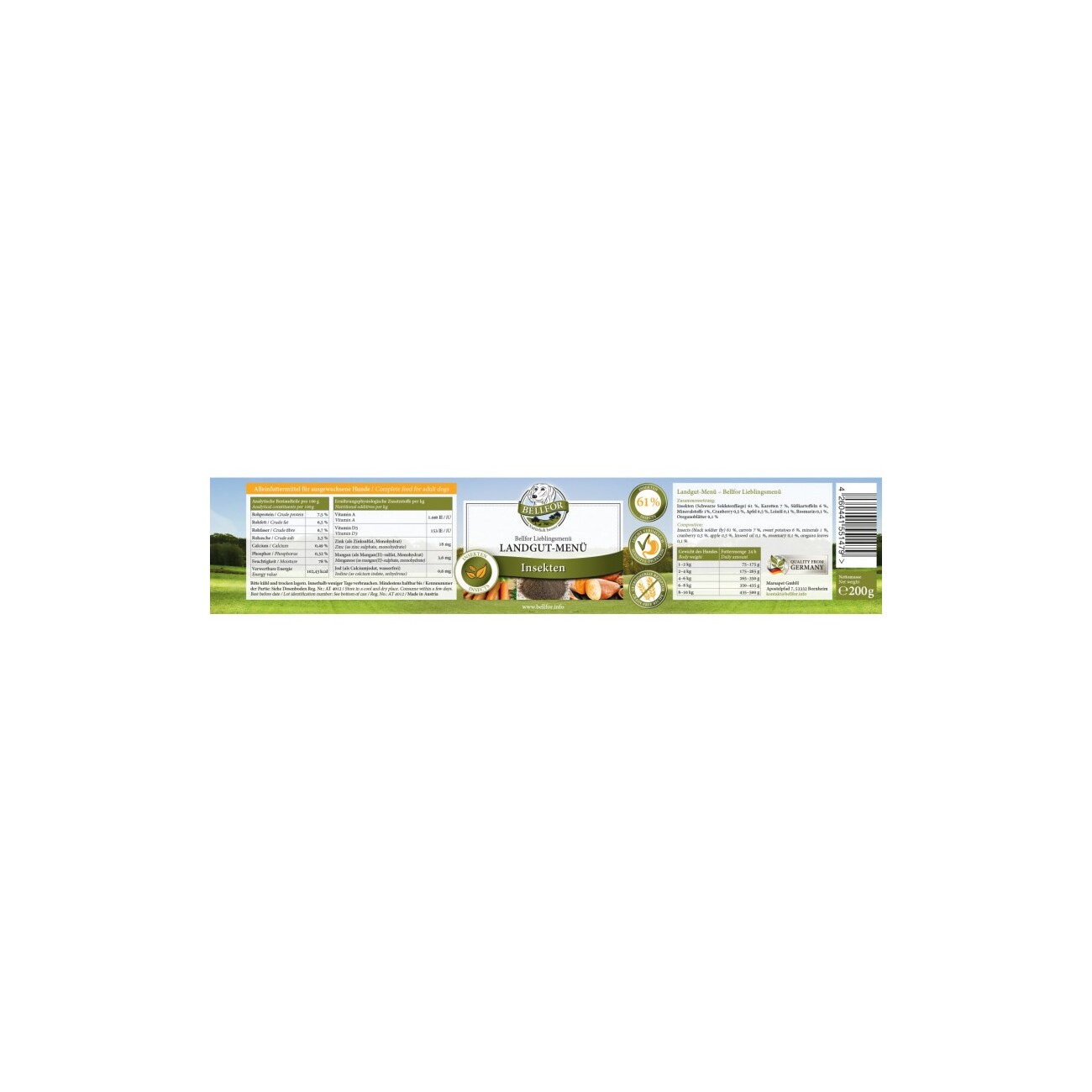 Bellfor Sparset für kleine Hunde mit Leishmaniose - Landgut-Menü 6 x 200 g + Landgut-Happen 200 g + Immun 80 g