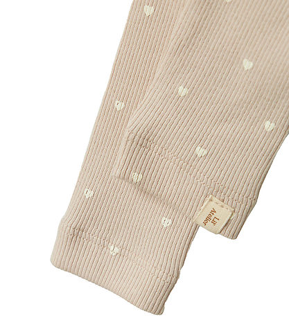 Lil' Atelier Leggings - Rib - NbfGago - Grey Morn/Heart