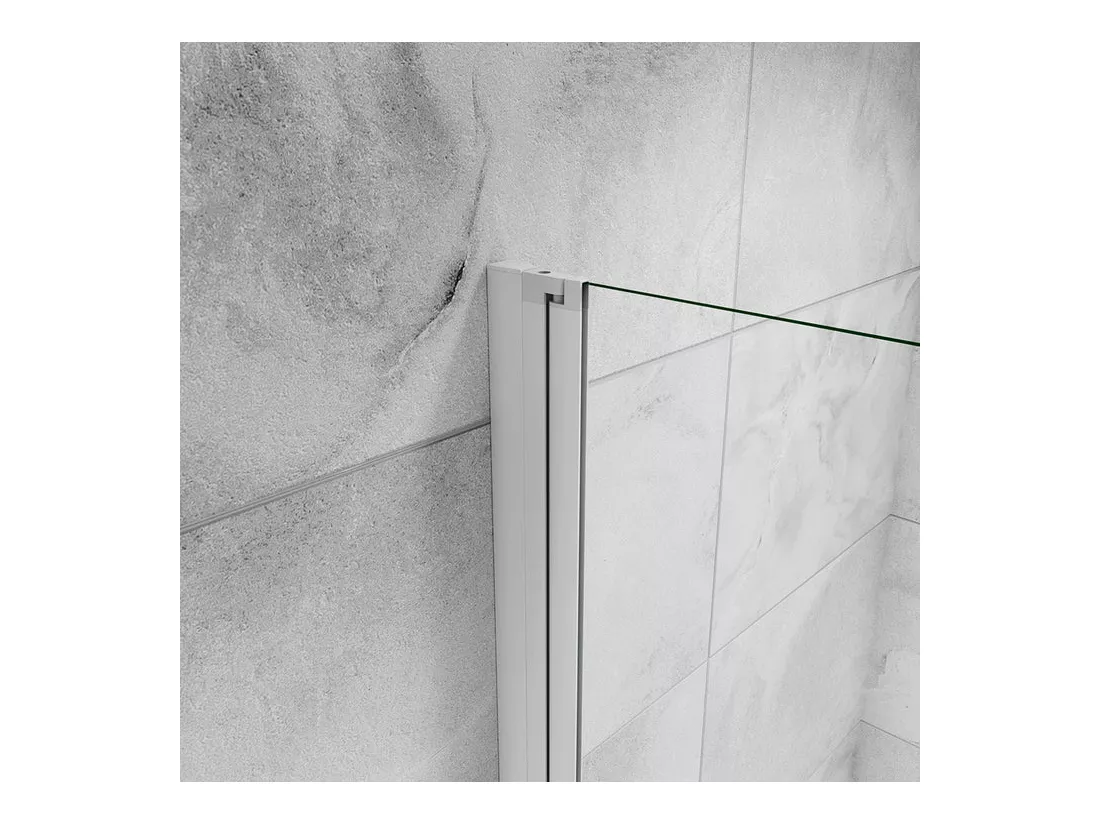 Porte de douche battante 110x180cm profilé blanc en 5mm verre anticalcaire porte de douche Hauteur 180cm Installation en niche