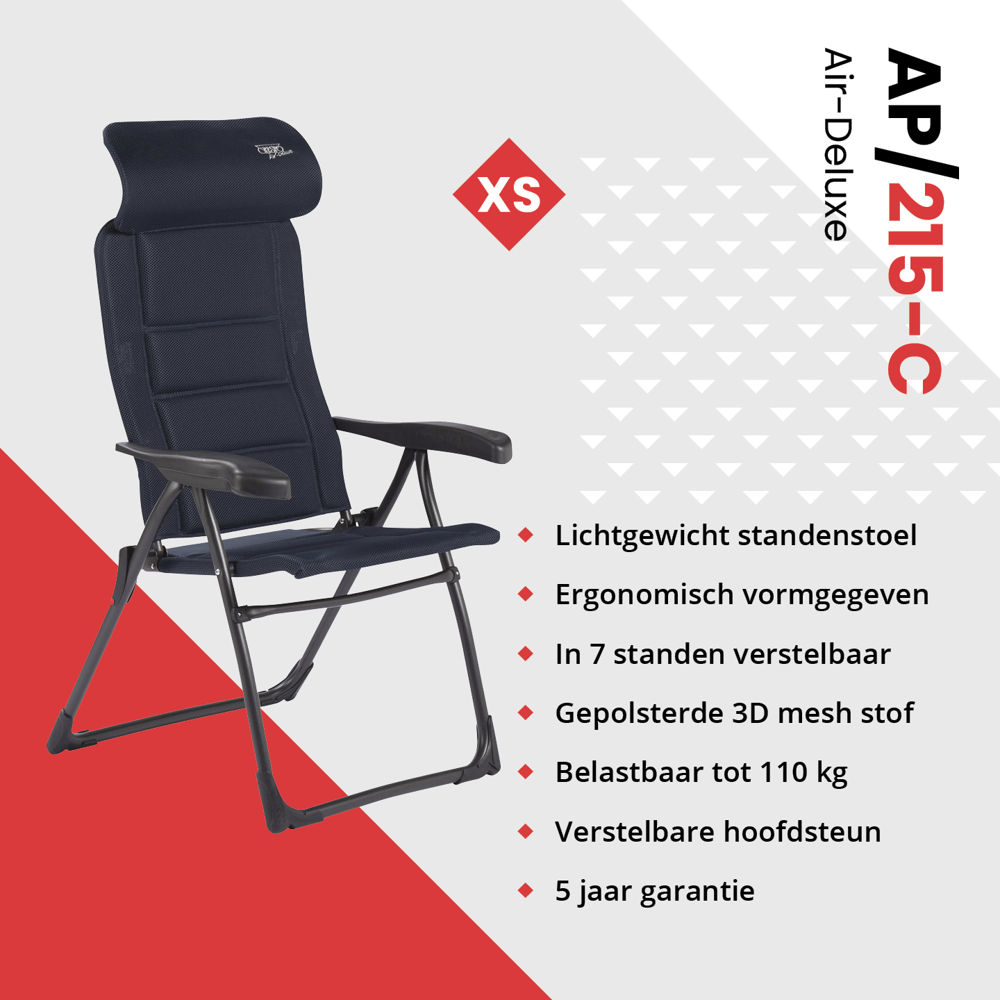 Crespo AP-215 Air-Deluxe Compact Blue standenstoel