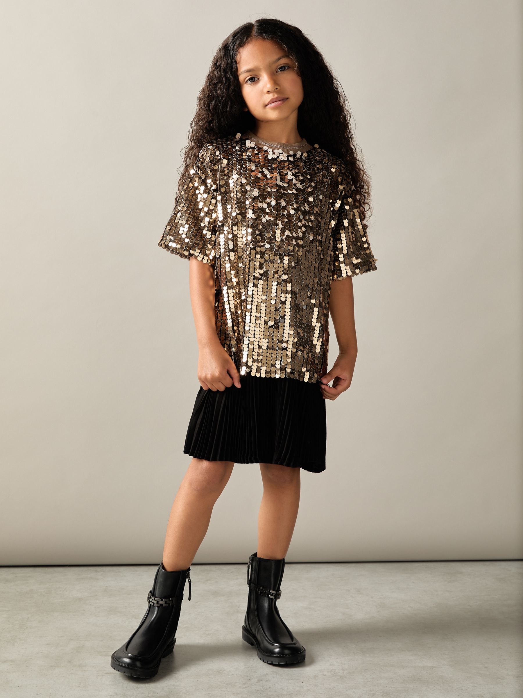 Reiss Darcey T-shirtjurk met pailletten