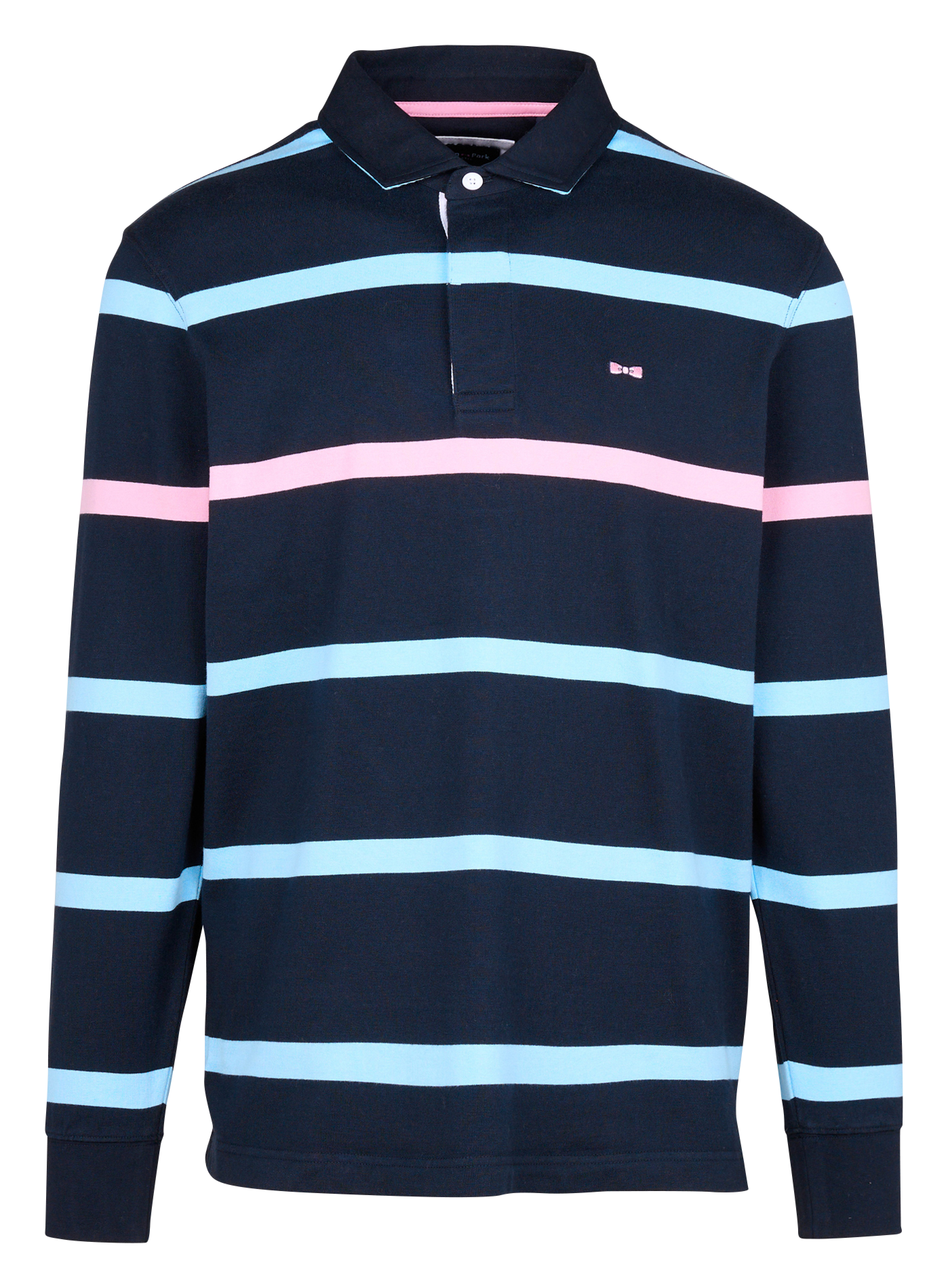 Polo manches longues rayé en coton | Bleu