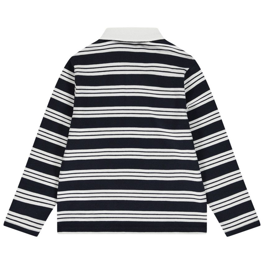 Polo manches longues rayé pour garçon - Bleu marine