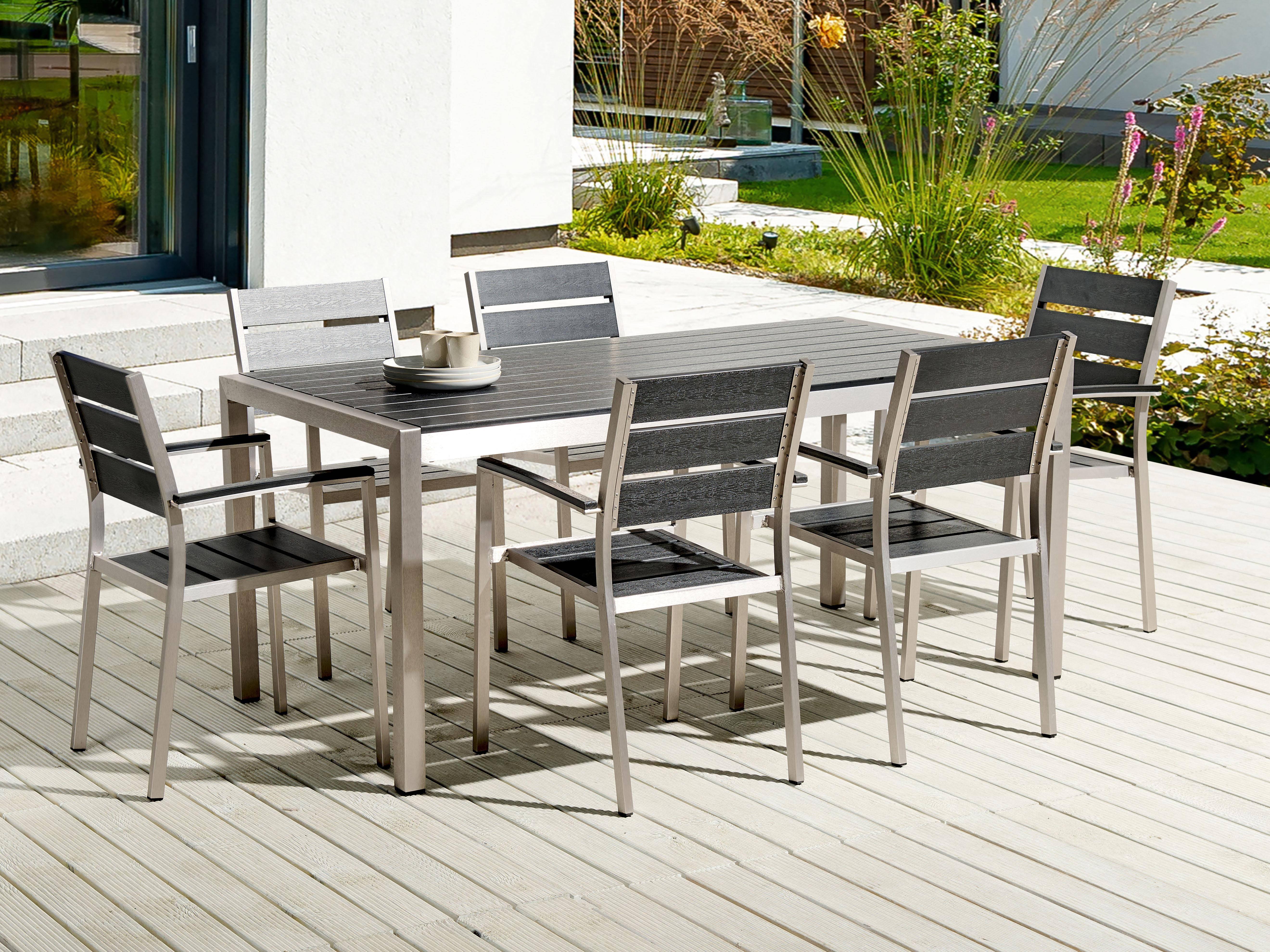 Tuin eettafel VERNIO 180 cm 90 cm Metaal Zwart/zilver