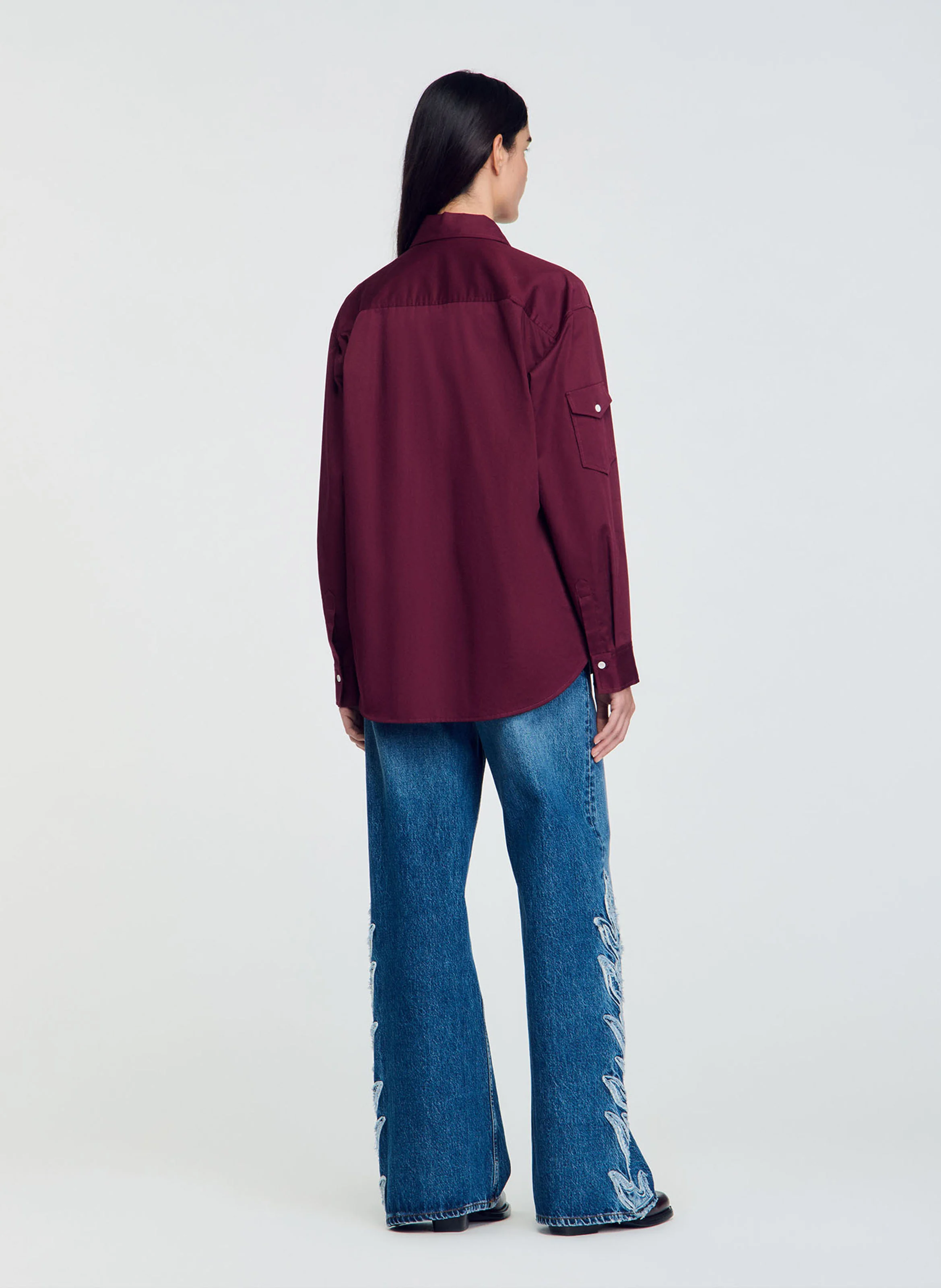 Chemise droite en coton | Rouge