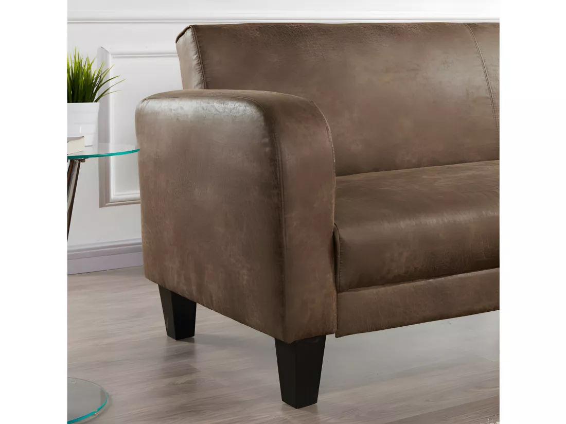 Canapé club 3 places convertible INICIO en microfibre aspect cuir vieilli