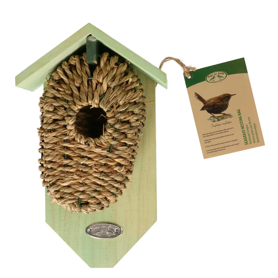 Esschert Design vogelhuisje/nestbuidel - zeegras - 26 cm