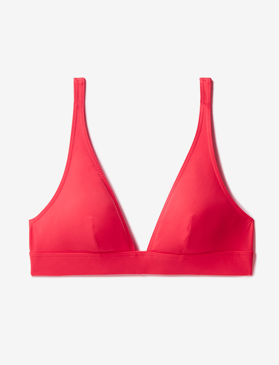 Haut de maillot de bain triangle sans armatures paddé - rose vitamine