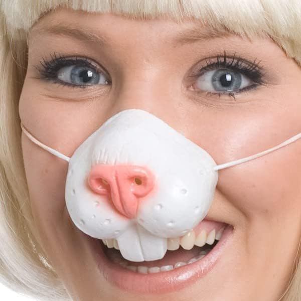 (2-tlg. Set) Fasnachts Erwachsenen Kostüm Hasen Verkleidung für Motto Partys / Ostern inkl. Latex Nase / Stoff Zylinder - Schwarz / Weiss