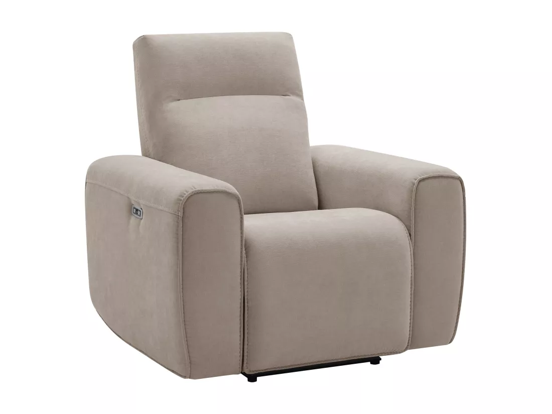 Canapé 3 places et fauteuil relax électrique en tissu beige LORGITA