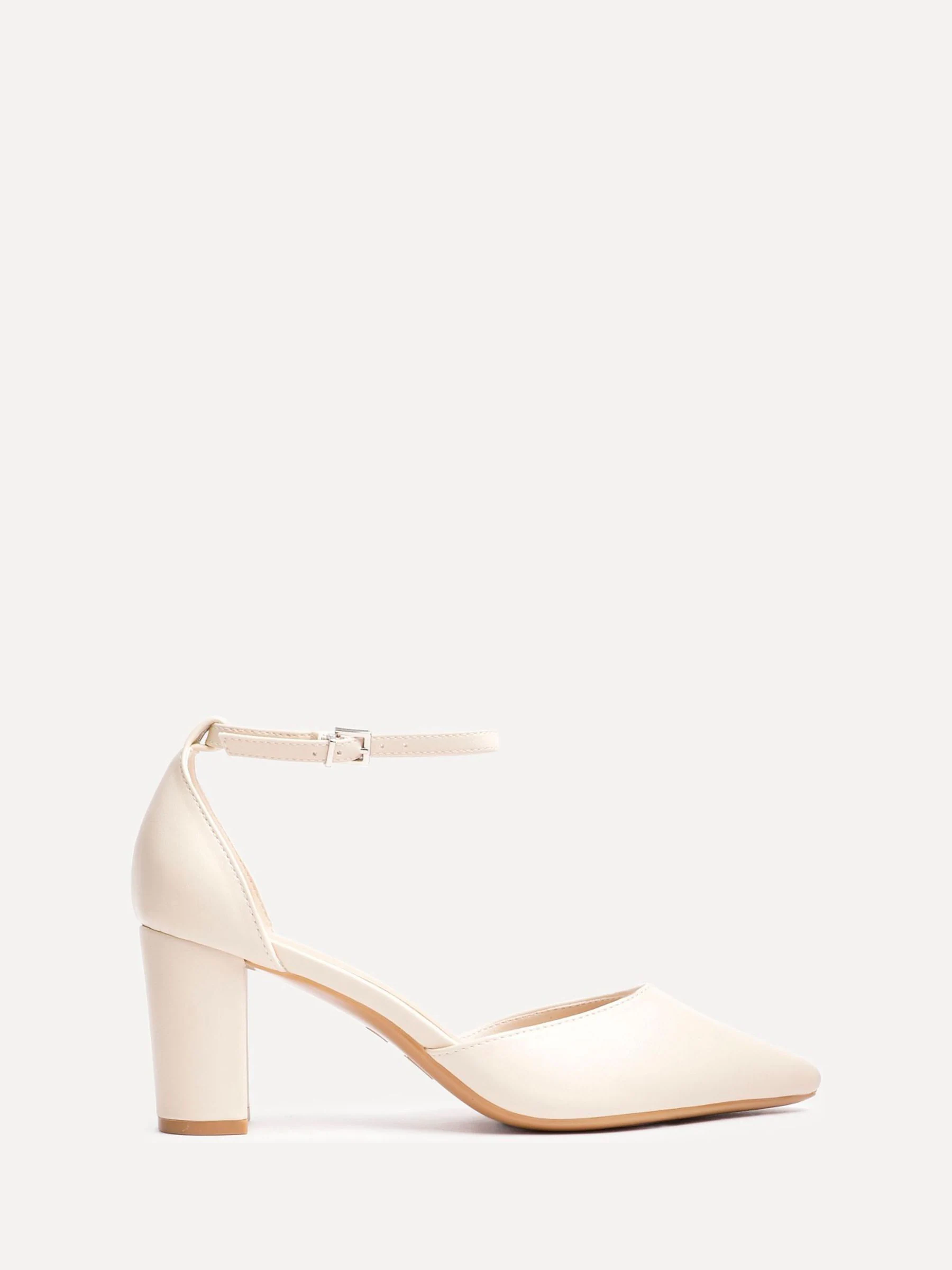 Licht beige - Linzi Leona pumps met blokhak en dichte hiel