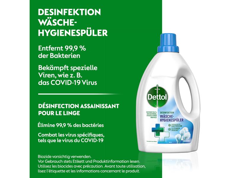 Dettol Flüssigwaschmittel Desinfektion Wäsche-Hygienespüler Waschmittel-Zusatz zur Bekämpfung von Bakterien, Viren und Pilzen