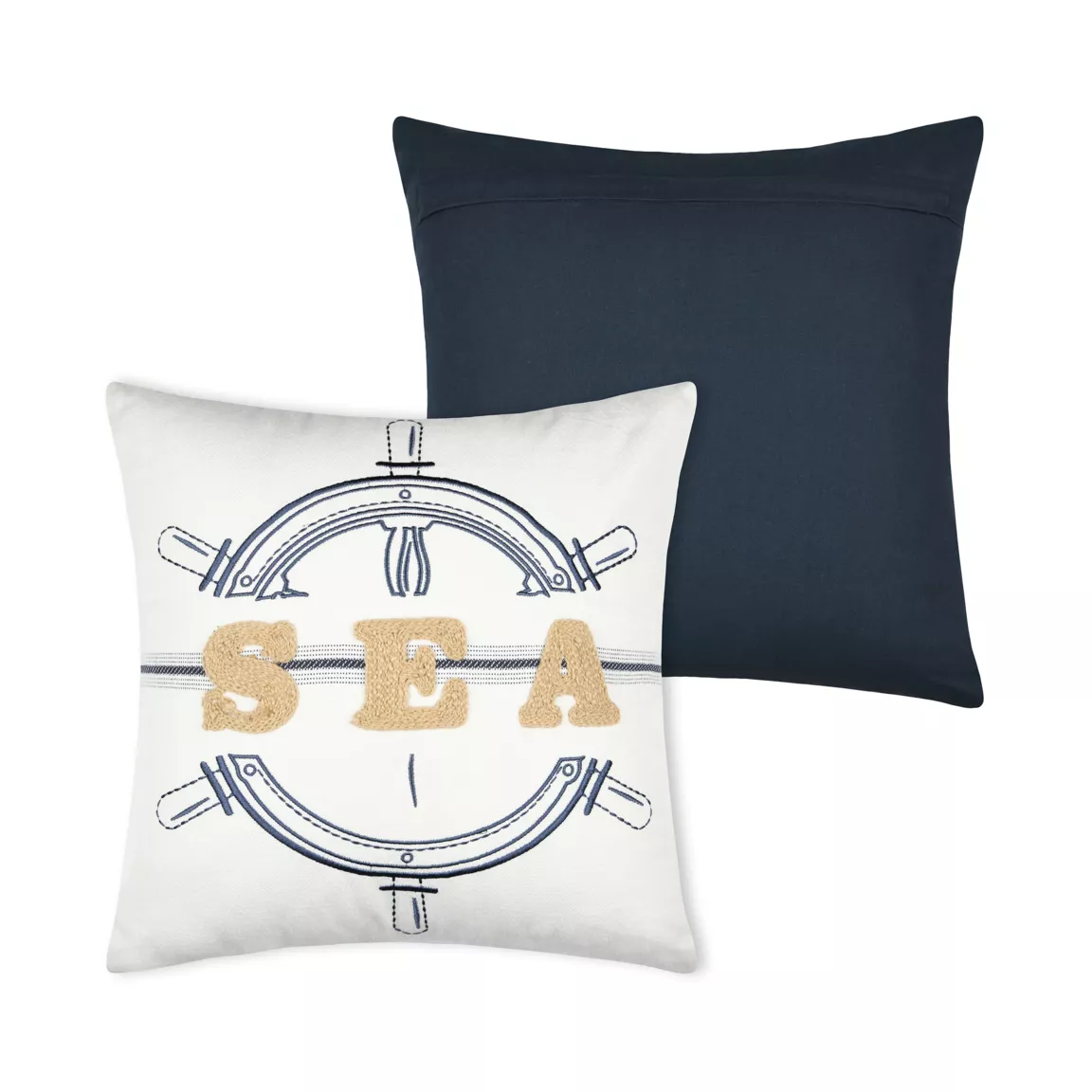 Coussin carré coton (45 x 45 cm) Maritime Bleu marine