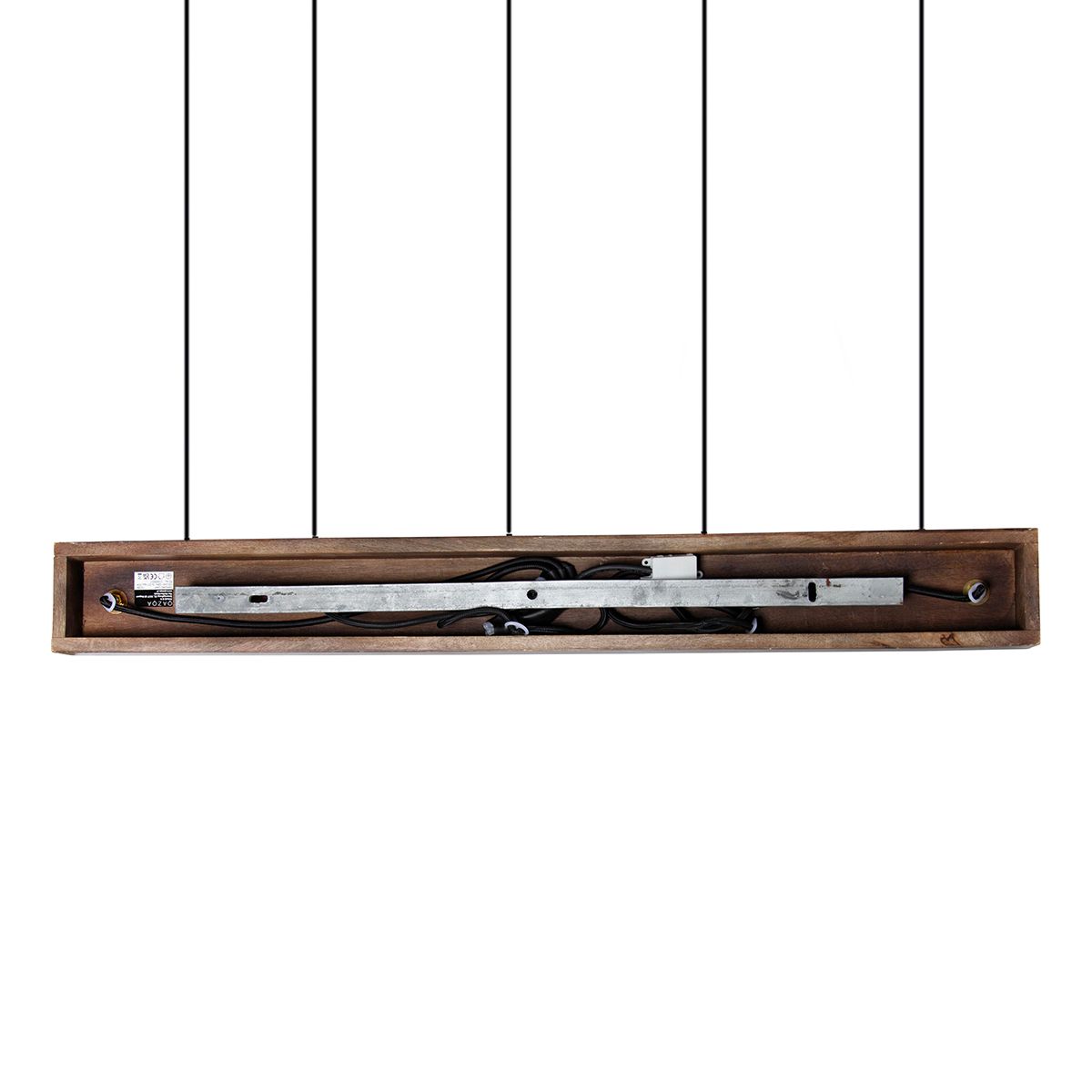 Industriële hanglamp brons met hout 5-lichts - Haicha
