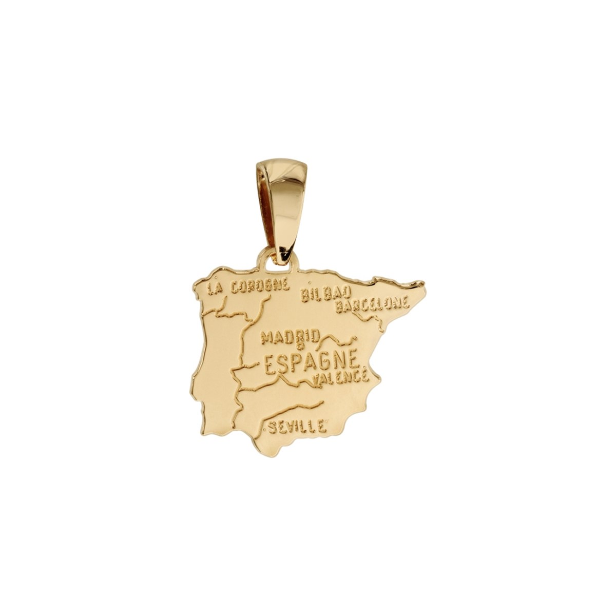Pendentif carte Espagne - Plaqué or