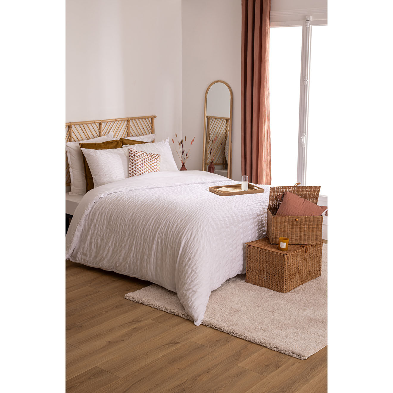 Atmosphera Parure housse de couette Irhia blanche