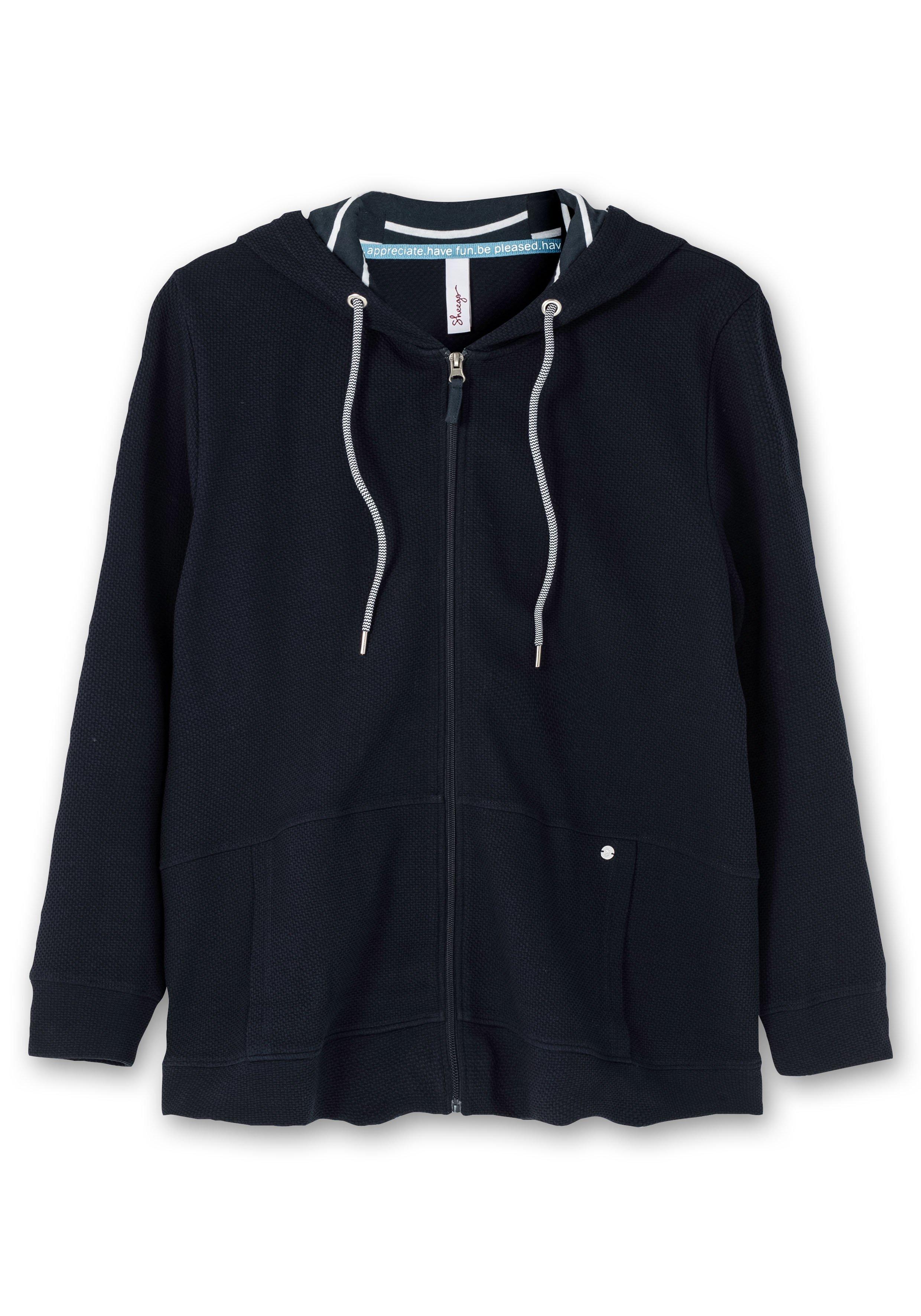 Sweatjacke mit Kapuze, aus  Waffelpiqué