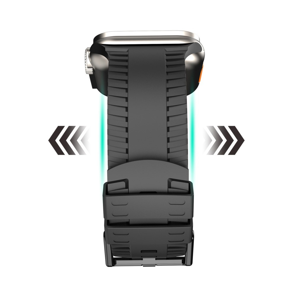 Apple Watch (49/46/45/44 mm) Ersatz Silikon Sport Armband Tire Grip (Gelenkumfang: 180-230mm) - Schwarz