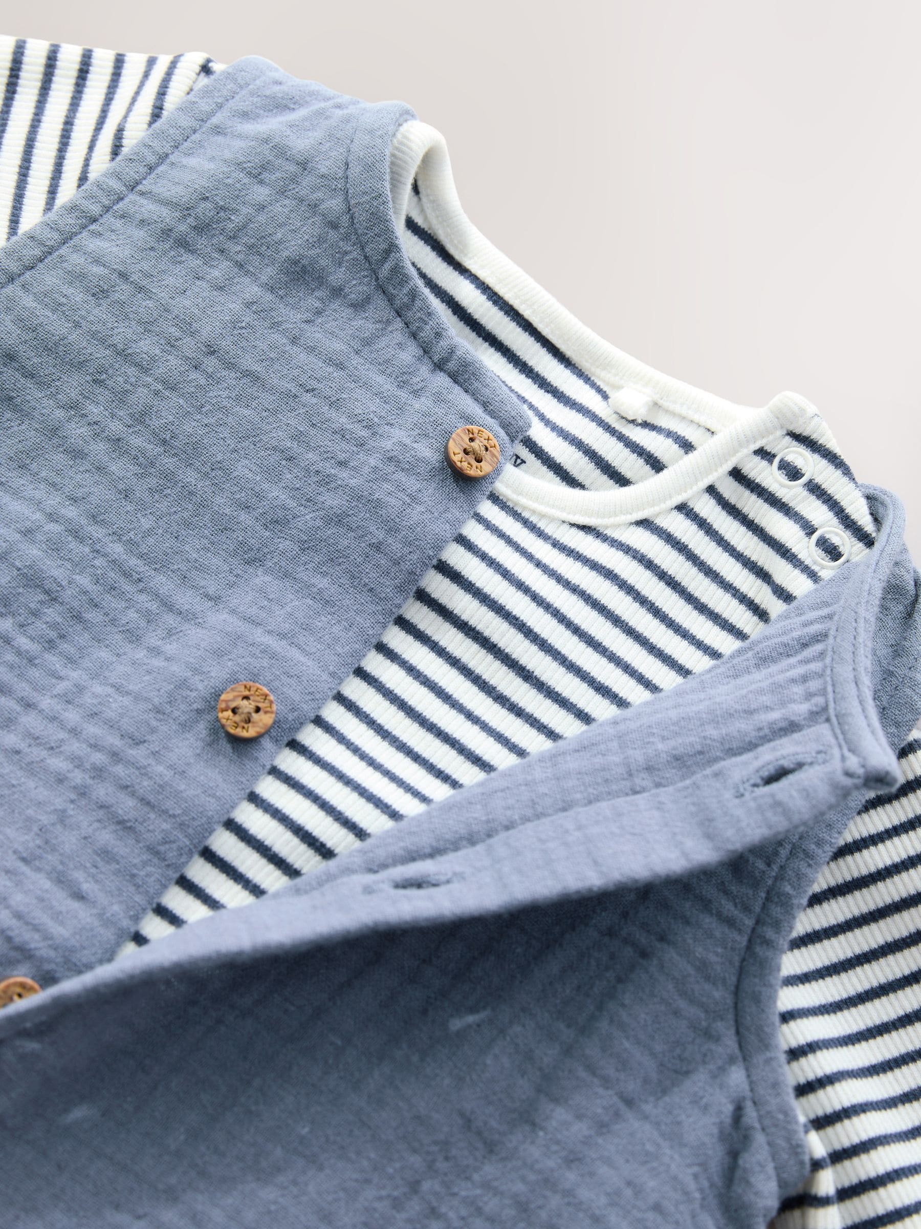 Blauw - Babyset van tuinbroek en rompertje (0 mnd-2 jr)