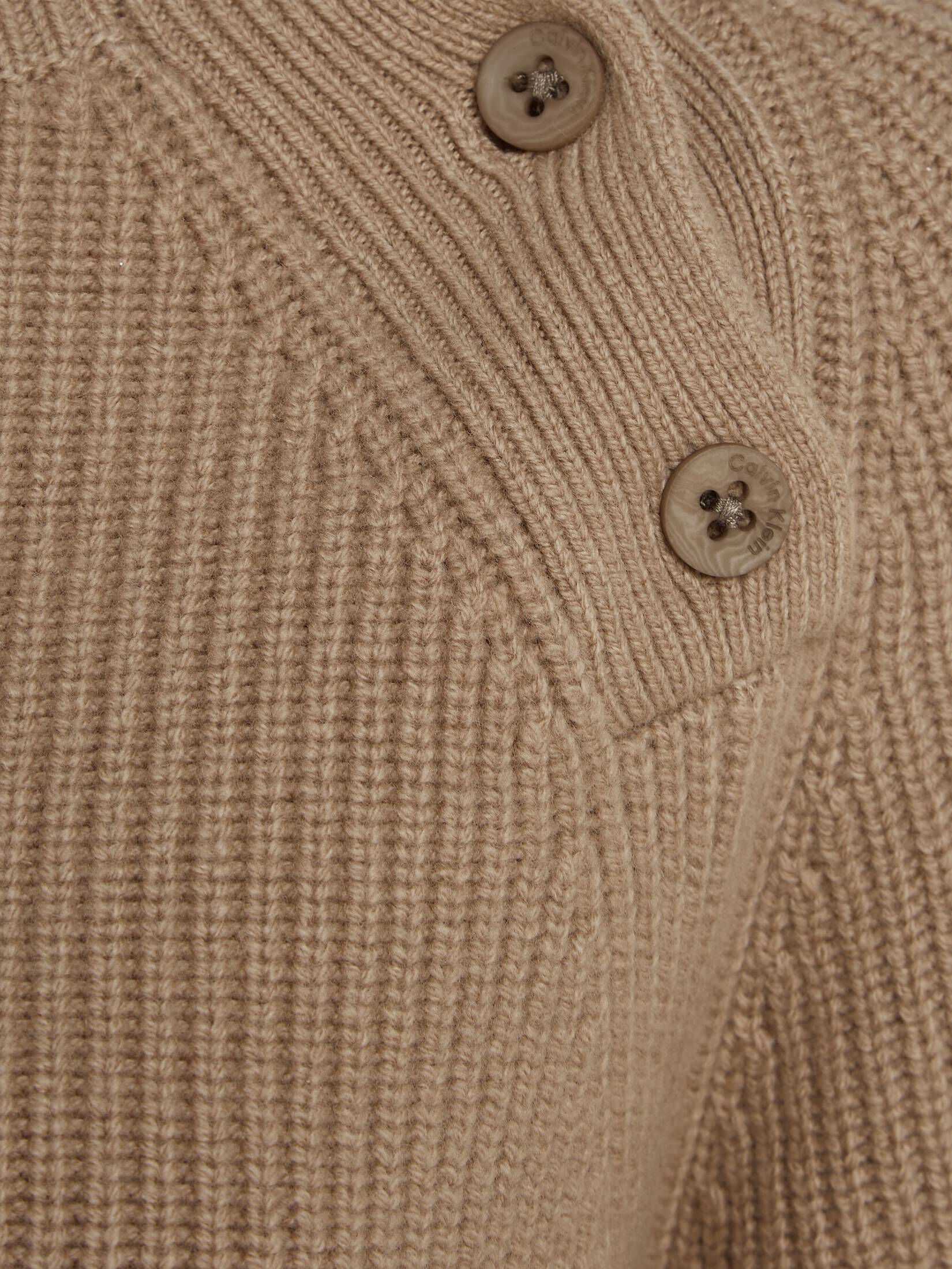 CALVIN KLEIN| Damen Wollpullover RECYCLED WOOL BUTTON MOCK NECK
