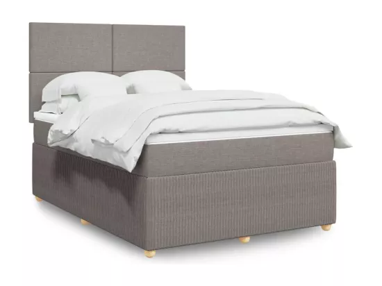 Sommier à lattes de lit avec matelas Taupe 160x200 cm Tissu