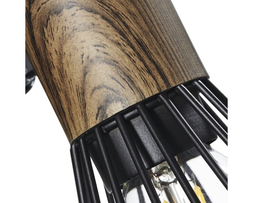 Wandspot, 1-lichts, HxØ 16,5x8,3 cm, donker hout/zwart/mat