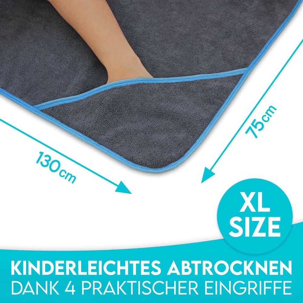 HUND IST KÖNIG® Hundehandtuch extra saugfähig | Hunde Handtuch aus Mikrofaser mit 4 Eingriffen
