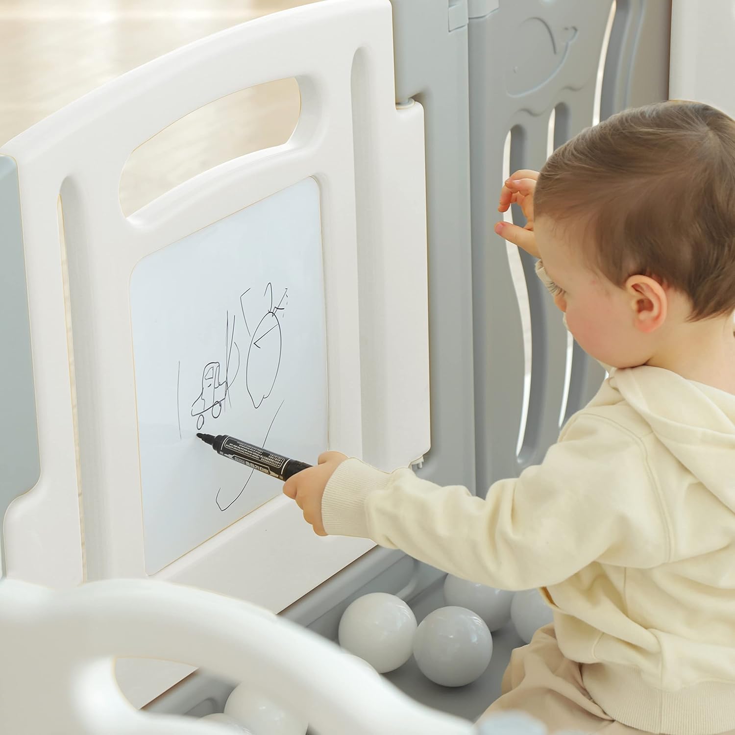 Gupamiga Parc Bebe Modulable 150 x 180 cm, Parc Enfant, Parc de Jeux Bébé, Blanc