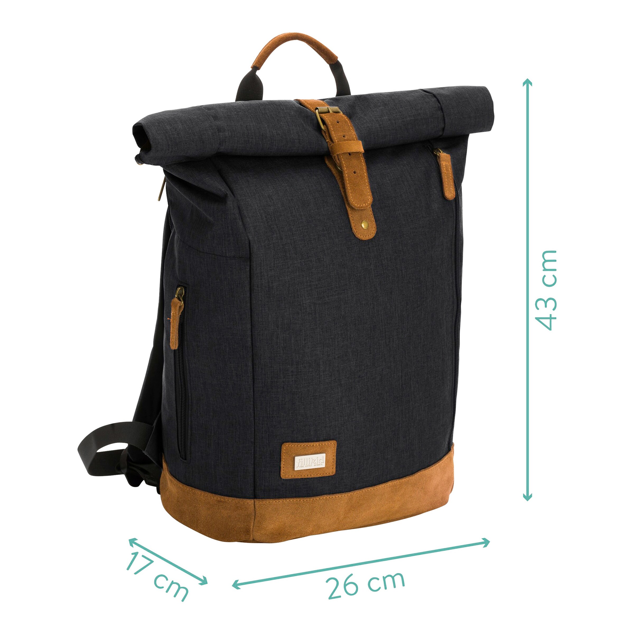 Fillikid Wickelrucksack Berlin schwarz melange