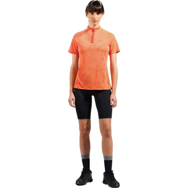 T-shirt running ODLO W ASCENT CHILLTEC POLO S/S LIVING CORAL MELANGE