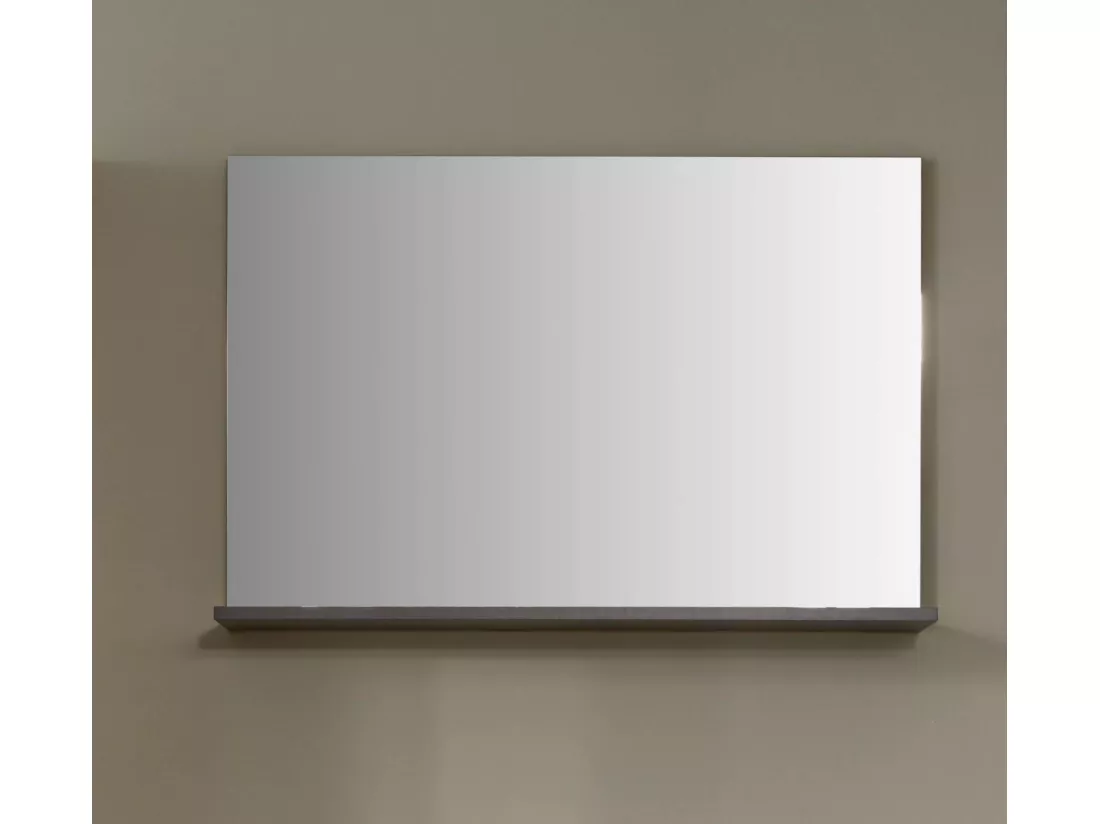 Meuble d'entrée - Miroir avec tablette mélaminé coloris gris ciment. Largeur - hauteur - profondeur : 90 | 62 |20 cm.