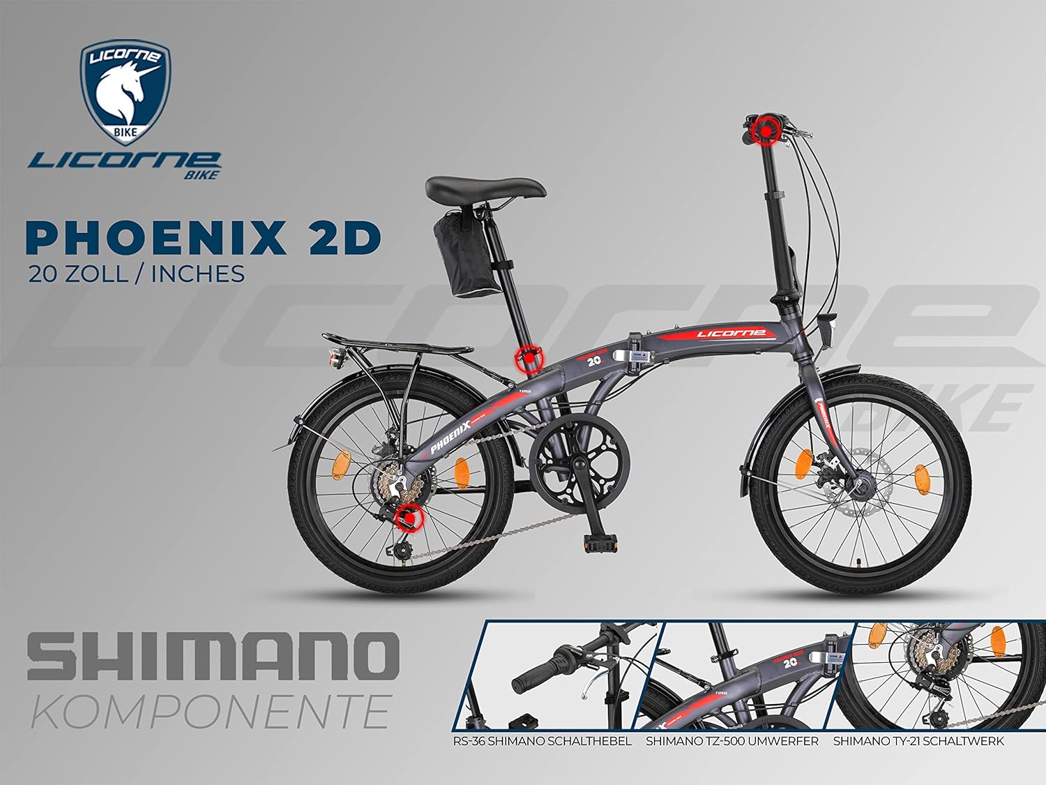 Bicicleta dobrável Licorne Bike Phoenix 2D, aro 20, em alumínio.