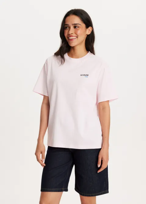 T-shirt met print playa roze (ROS.L)