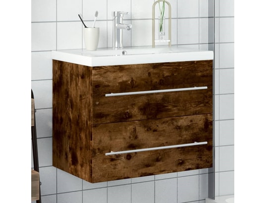 VIDAXL - Armoire lavabo de salle de bain avec bassin intégré chêne fu...