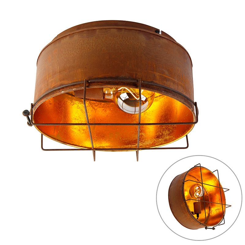Industriële plafondlamp roestbruin 35 cm - Barril