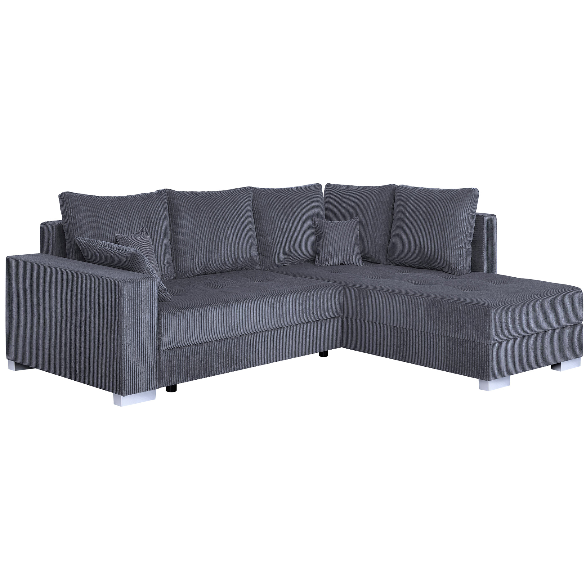 Ecksofa - ash - Cord - Liegefunktion - beidseitig montierbar