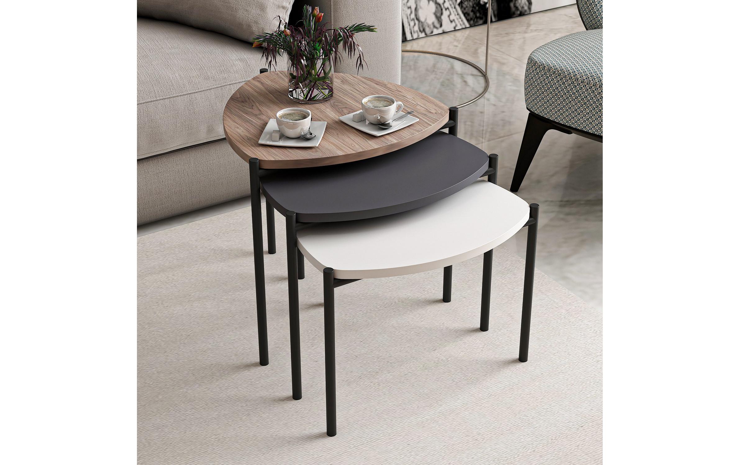 Beistelltisch Lenny 45 x 45 cm, Mehrfarbig<br>Hochwertiger Nesting-Tisch (3 Stück)