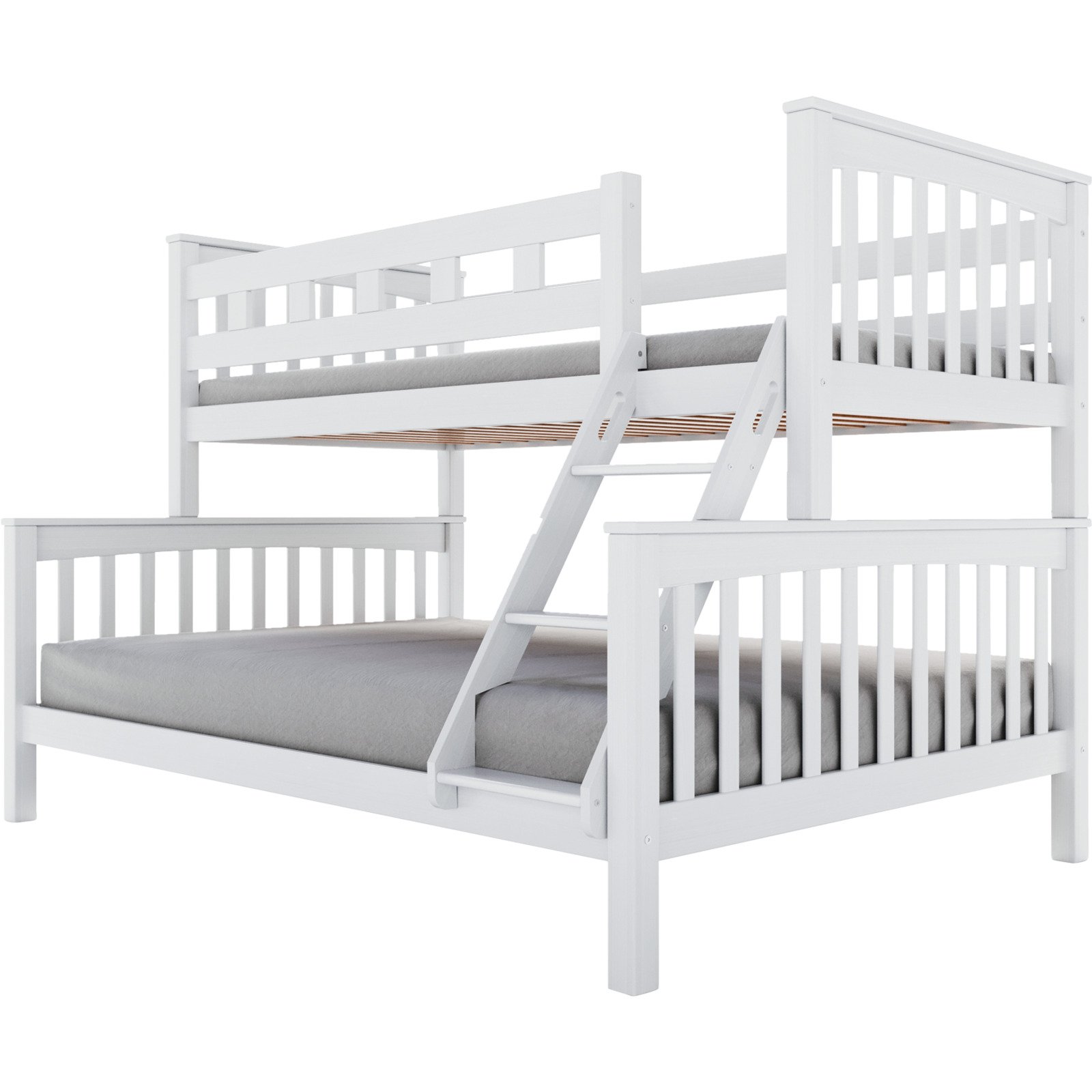 Etagenbett Valerian Buche massiv 90 + 140 x 200 cm Buche weiss