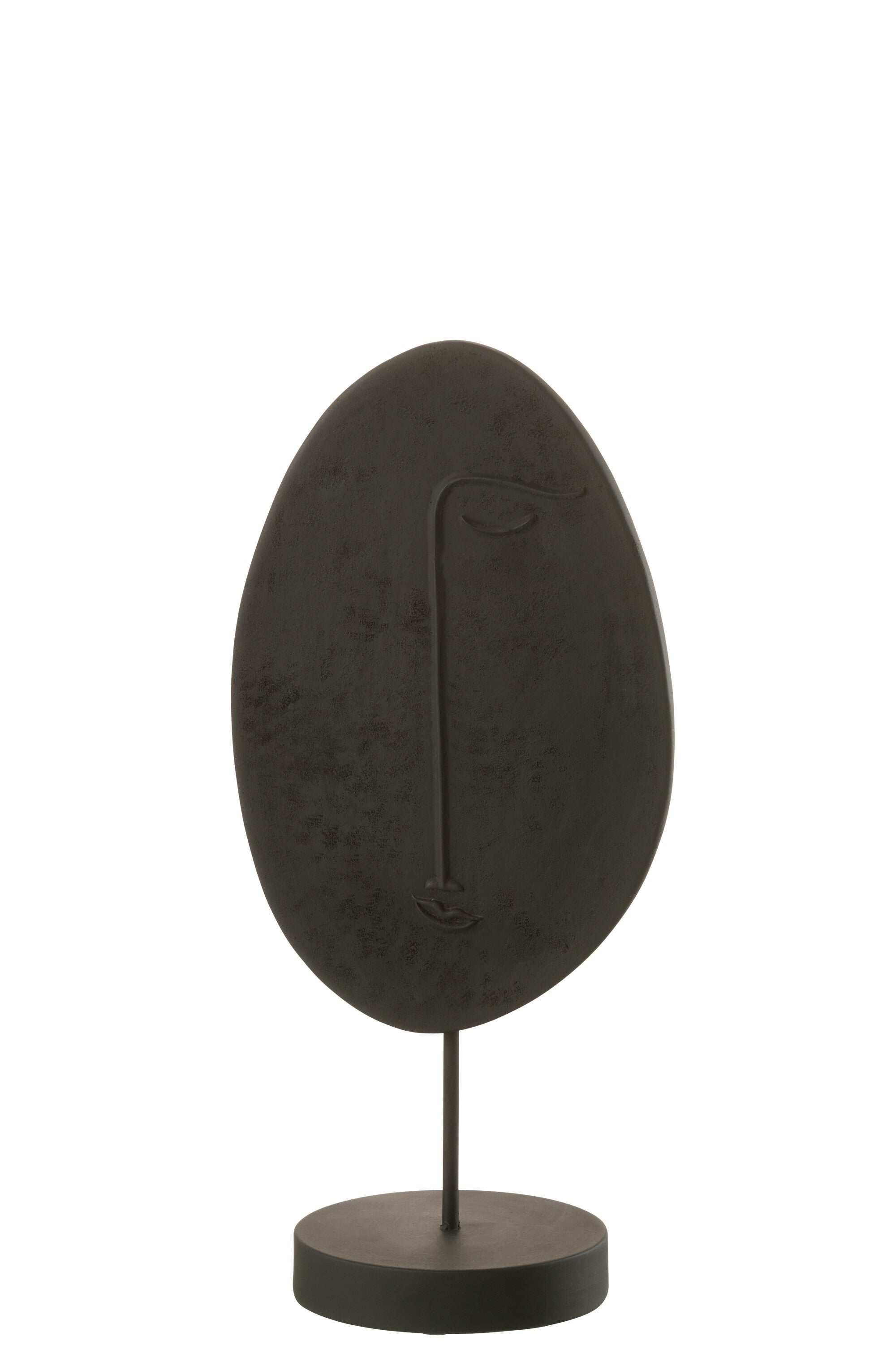 J-Line decoratie Hoofd Plat Op Voet - polyresin - zwart - la