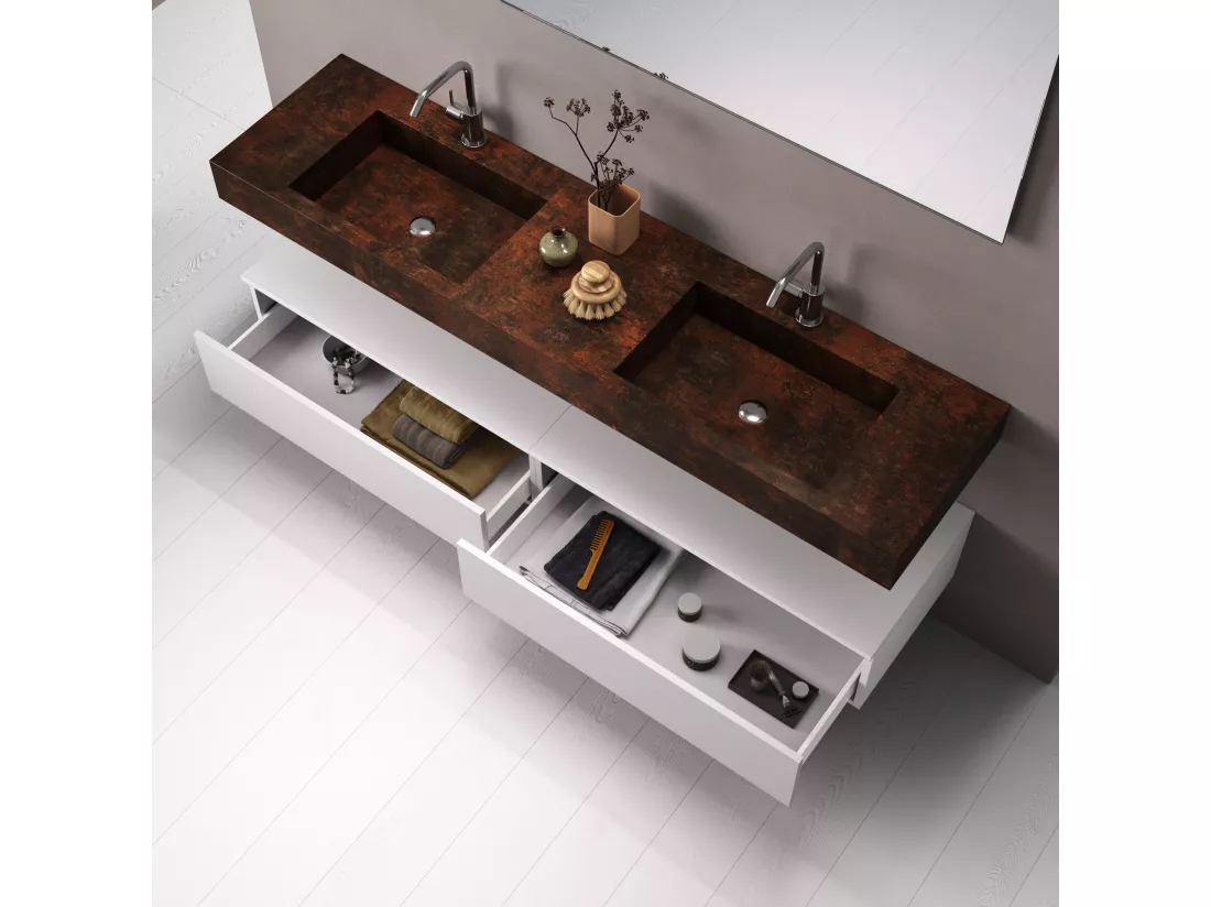 Ensemble de salle de bain 7 pièces ASTRA corten/Blanc