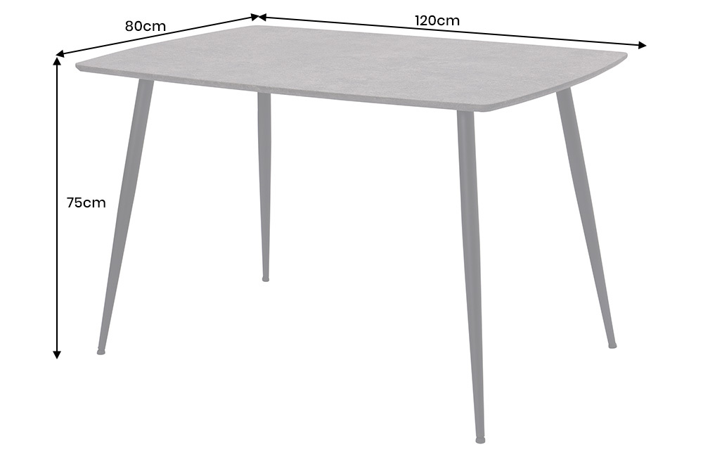 Industrial Esstisch APARTMENT 120cm grau Beton-Design schwarzes Metallgestell