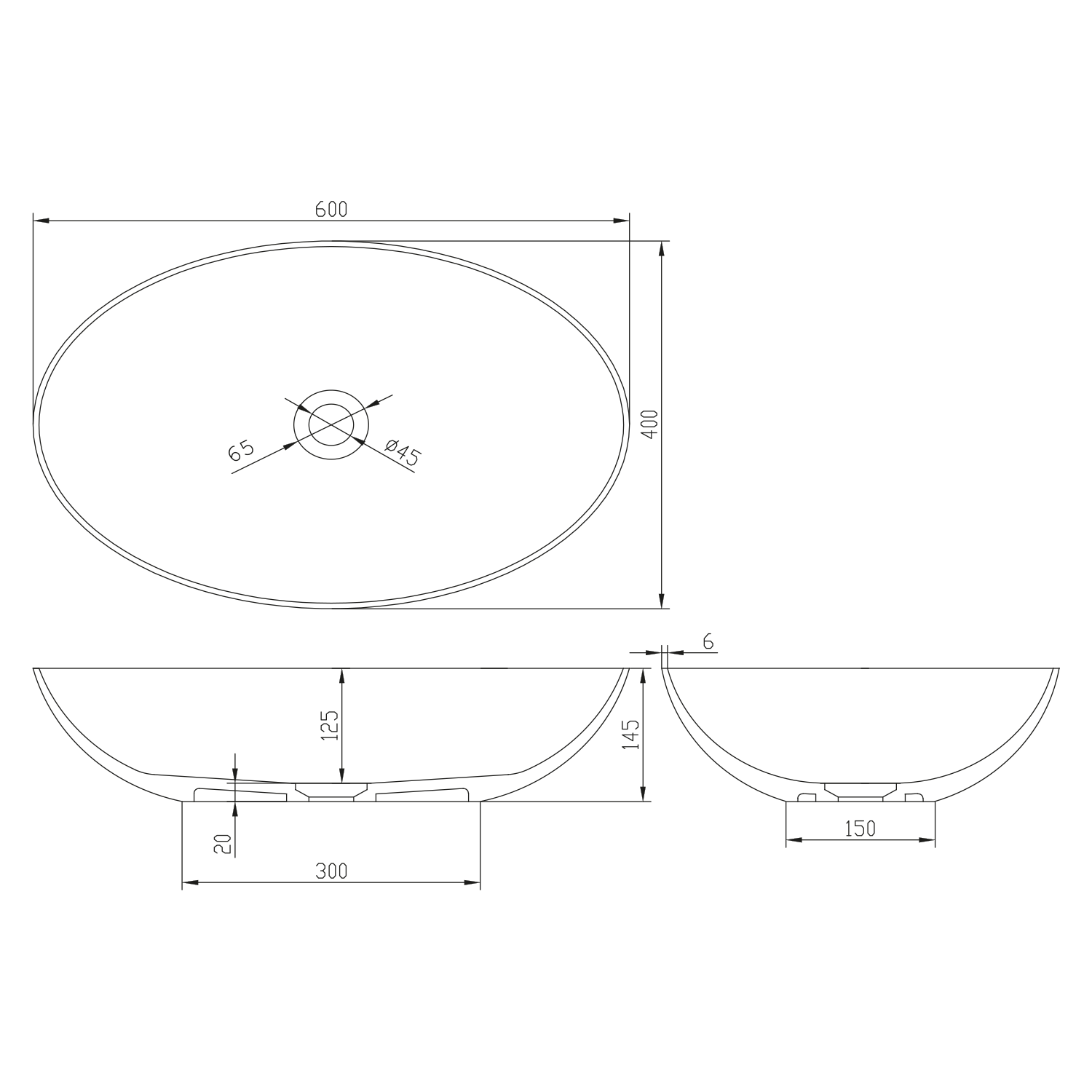 Sapho Formigo betonnen waskom 60x14.5x40.5cm antraciet