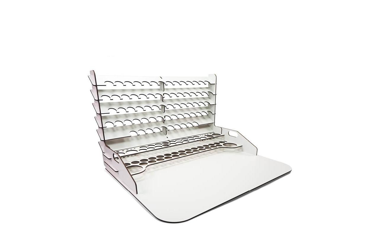 Farbdosen Ständer Vertikal & Workstation 50 x 37 cmArbeitsplatte mit Halterungen für Farbdosen und Pinsel